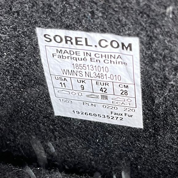 Sorel Women's 11 Black Joan Arctic Suede Waterproof Fur Trim Winter Snow Boots - Picture 8 of 9